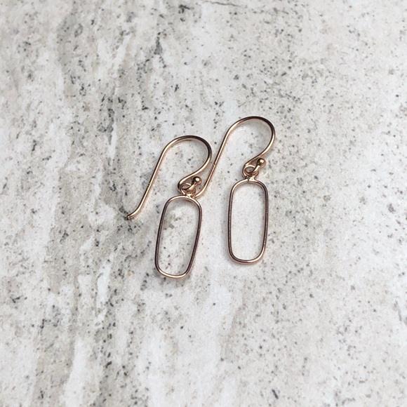 925 Sterling Silver Rose Gold Oval Dangle Earrings - Picture 11 of 16